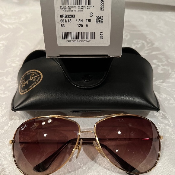Ray-Ban Metal Aviator Sunglasses Gold/Brown RB 3293 001/13 63-13-125 - Picture 1 of 6
